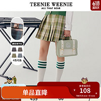 TEENIE WEENIE 小熊半身裙JK制服学院风百褶裙女秋中长款jk裙 绿色 160/S