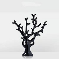 睿诺 现代家居装饰品摆件创意陶瓷工艺品客厅酒柜电视柜摆设三口鹿礼物 黑色树一个