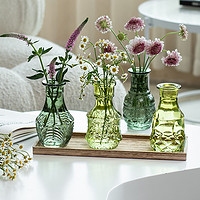 CRUX 南十字星 法式浮雕小花瓶綠色玻璃透明水養插花客廳桌面擺件ins風