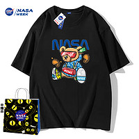 NASA GAME 官網新品2024純棉短袖t恤男女潮牌上衣情侶裝BW
