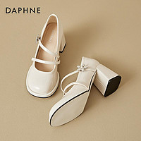 DAPHNE 達芙妮 黑色高跟鞋子2024春季新款法式粗跟單鞋百搭氣質瑪麗珍女鞋