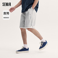 Semir 森马 休闲短裤男夏季oversize直筒五分裤潮流印花运动裤针织慢跑裤