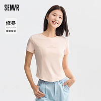 Semir 森马 [商场同款]森马短袖T恤女短款字母百搭夏季2024新款修身上衣显瘦