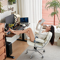 WZO 罗宾椅设计师电脑家用舒适久坐老板椅书房网红转椅真皮办公椅子