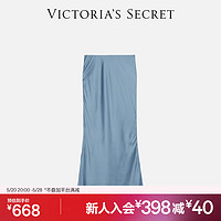 维多利亚的秘密 顺滑缎面法式性感半身裙长裙 3JSD抒情蓝 11244628 S