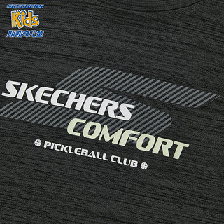 Skechers斯凯奇旋风速干T童装男童针织短袖儿童户外休闲圆领T恤P224B010 碳黑/0018 130cm