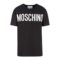 MOSCHINO 春夏圆领短袖T恤男女同款黑色撞色logo印花潮流48
