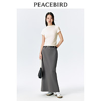 PEACEBIRD 太平鸟 半高领修身T恤女短袖2024春新款收腰法式气质短款上衣显瘦