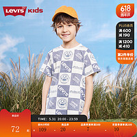 Levi's 李维斯 LEVI 's李维斯童装23夏季新款儿童棋盘格短袖T恤男童潮流圆领上衣 糖果白 110/52(4)