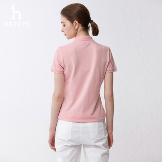 哈吉斯（HAZZYS）女装 2024春季女士POLO素色基础款短袖衫ASTSE0BBF01 浅粉色LP 160/84A38