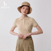 哈吉斯（HAZZYS）女装 2024春季女士POLO素色基础款短袖衫ASTSE0BBF01 米色BI 155/80A36