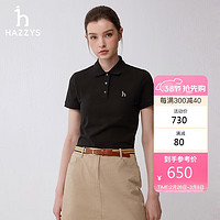 哈吉斯（HAZZYS）女装 2024春季女士POLO素色基础款短袖衫ASTSE0BBF01 黑色BK 170/92A42