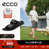 爱步（ECCO）拖鞋男 夏季沙滩勃肯鞋双扣一字拖鞋外穿运动拖鞋男鞋 科摩500934 黑色50093401001 44