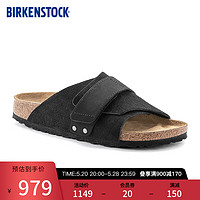 BIRKENSTOCK勃肯单扣凉拖男女同款单扣凉拖牛皮绒面革软木拖鞋kyoto系列 黑色窄版1022566 40