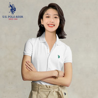 美国马球协会 U.S. POLO ASSN.保罗POLO衫女夏季时尚潮流透气短袖休闲百搭上衣女装 珍珠白 S-155/80A