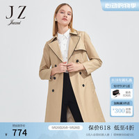 玖姿（JUZUI）休闲时尚撞色外套女春季通勤OL风衣JWCC41204 卡其 S