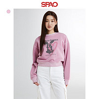 SPAO韩国同款2024年春季女士休闲韩版圆领纯色卫衣SPMWE12G54 粉色 S