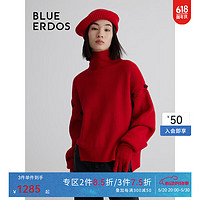 BLUE ERDOS针织衫女秋冬新年红高领宽松可拆卸长袖针织套衫B236A0054 正红 155/76A/XS