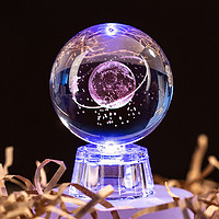 泰利奇水晶球下雪 发光水晶球水晶盒创意生日礼物女生闺蜜新年情人节送 星空漫步 6厘米电子底座