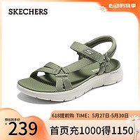 斯凯奇（Skechers）夏季轻便休闲轻质舒适凉鞋经典魔术贴141451 橄榄绿/OLV 35