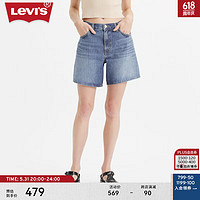 Levi's李维斯24夏季女士BAGGY高腰直筒牛仔短裤 浅蓝色 26