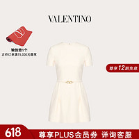 华伦天奴VALENTINO女士CREPE COUTURE短款连衣裙 象牙白色 36