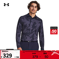 安德玛 UNDERARMOUR）Playoff男子提花高尔夫运动长袖Polo衫1379727 深蓝色410 L