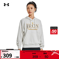 安德玛 UNDERARMOUR）Project Rock强森女子棉织连帽训练运动卫衣1380186 灰白色114 M