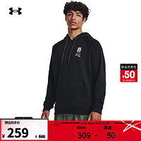 安德玛 UNDERARMOUR）Rose男子高克重棉织训练运动连帽卫衣1379688 黑色001 L