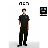 GXG 男装 新中式刺绣国风设计感短袖polo衫男翻领短袖t恤 24夏新品