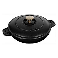 珐宝（staub）德国圆形铸铁锅平底锅煎锅烤盘烤炉法国制造20cm 黑色 20cm
