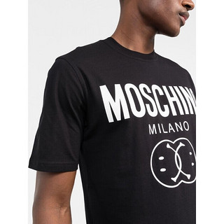moschino莫斯奇诺春夏圆领短袖T恤男女款黑色double smiley图案