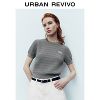 URBAN REVIVO 女士百搭休闲风撞色英文字母针织衫 UWU940154 花灰 S
