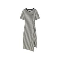 Gap 盖璞 女士弹力条纹褶裥收腰开叉短袖连衣裙 512504 黑白条纹 S