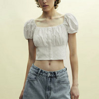 URBAN REVIVO 女装法式甜美肌理感刺绣罩衫衬衫 UWL240050 本白 L