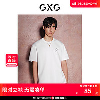 GXG男装    后背花卉绣花时尚圆领短袖T恤男生上衣 24年夏季 白色 170/M