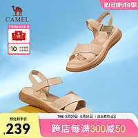 骆驼（CAMEL）2024春季一字带凉鞋露趾休闲时装沙滩罗马凉鞋 L24M007606杏色 37