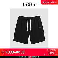 GXG男装2024年夏季休闲撞色绣花直筒五分裤短裤男 黑色 175/L