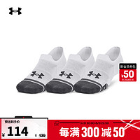 安德玛 UNDERARMOUR）Performance Tech男女情侣训练运动浅口袜子-3双装1379502 白色100 L