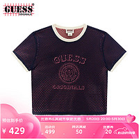 GUESS Originals  24年夏季女士透气网眼设计T恤-W4YP21KCCL0 F7IF-深红色 XS