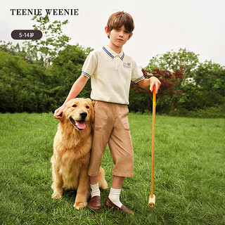 Teenie Weenie Kids小熊童装24夏季男童古典风休闲刺绣中长裤 深卡其色 130cm