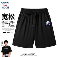 GENIOLAMODE 短裤男日系宽松休闲简约印花男士五分裤居家外穿健身运动沙滩裤