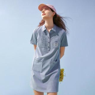 TEENIE WEENIE 连衣裙女学院风翻领直筒A字裙子小熊