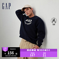 Gap 盖璞 男女装秋季2023新款LOGO仿羊羔绒宽松廓形卫衣762596休闲上衣 海军蓝 175/92A(S)