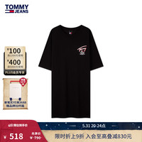 TOMMY JEANS24新款春夏女纯棉美式复古签字体印花宽松T恤裙连衣裙18095