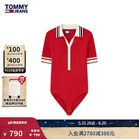 TOMMY JEANSCollection24早秋女装美式拼色V字领针织短袖上衣18159 红色XLC S