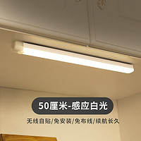 鸿视LED智能无线充电款人体感应小夜灯免布线家用走廊过道衣柜橱柜灯 新款500mm白光充电款