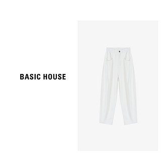 Basic House/百家好夏季高腰阔腿宽松休闲潮流款长裤女夏季2024 白色 M105-115斤