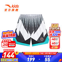ANTA 安踏 儿童男童篮球裤2024夏季简约时尚针织运动 梦幻黑-1 130cm
