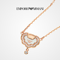 EMPORIO ARMANI Armani阿瑪尼玫瑰金項鏈如意鎖 銀項鏈女款輕奢小眾時尚飾品女士